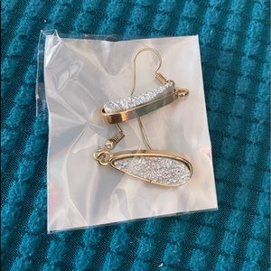 Druzy Quartz Teardrop Earrings